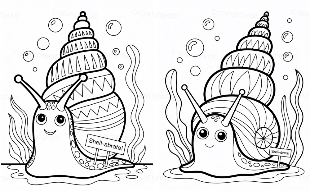 Underwater snail with festive shell
