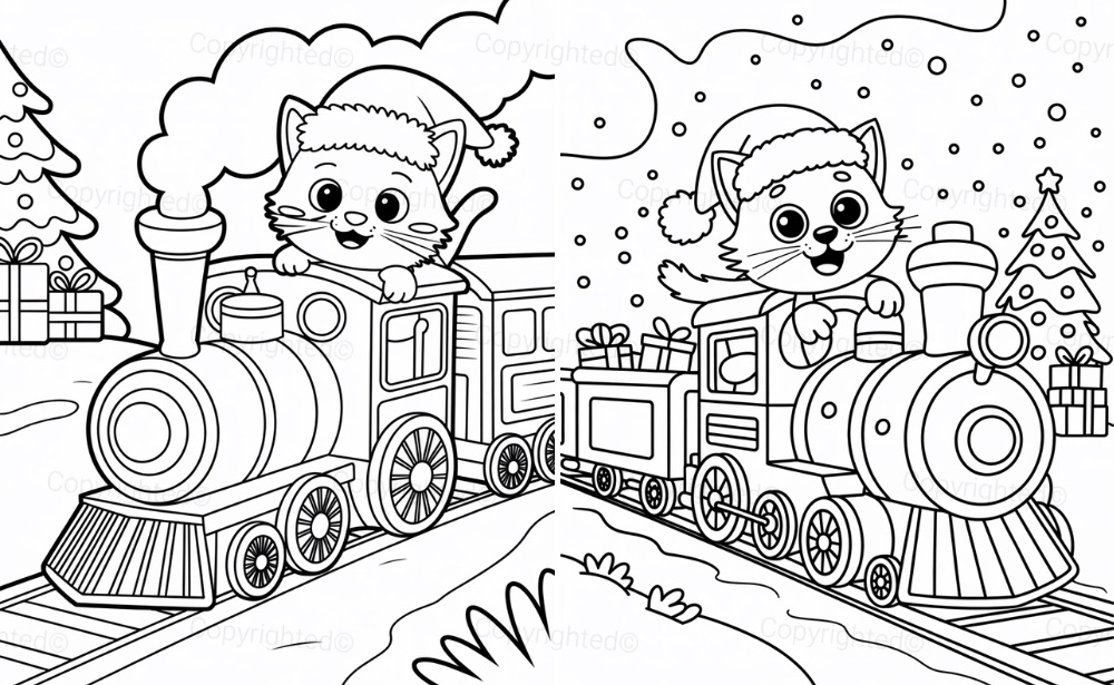 Christmas Cat on Train