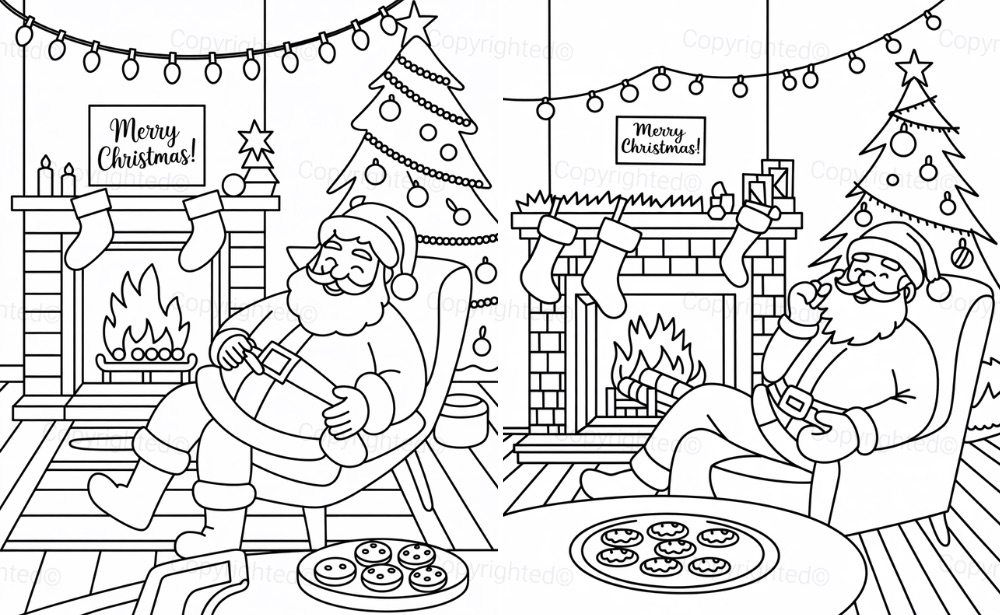Santa Resting by Fireplace